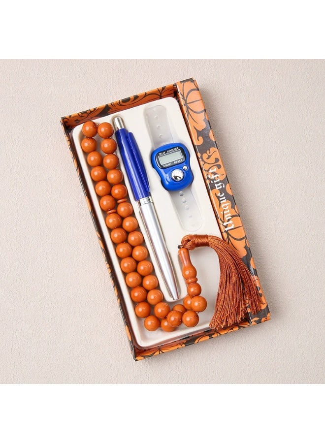 Muslim Rosary Beads 33 Beads, Rosary, Counter, Pen , Three-Piece Set, Used For Prayer And Praise, Men And Women Holding Bracelets